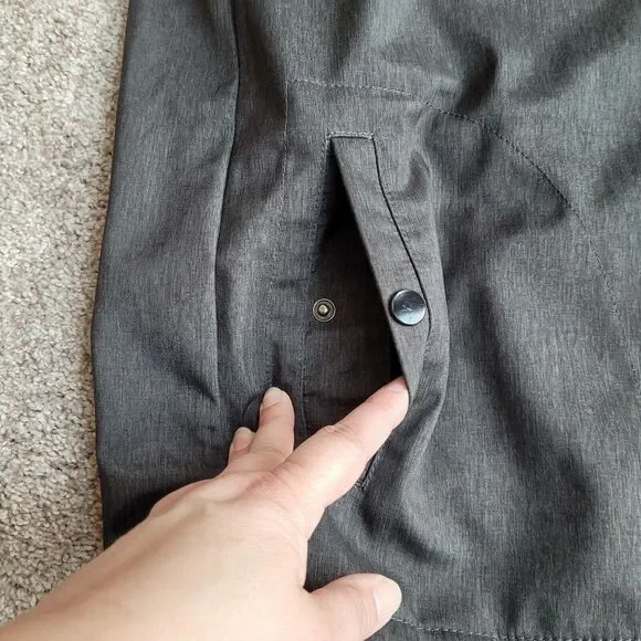 Nomad Jacket Mens Sz M Tech Fleece Lined Hooded Full Zip Snap Pockets Gray READ - Picture 8 of 15